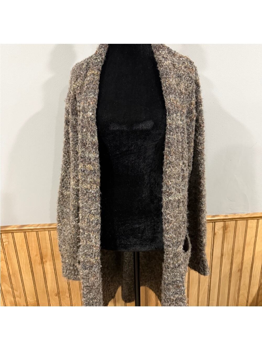 William Rast Textured Gray Boucle Long Cardigan Size Small